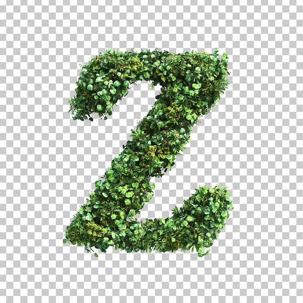 PSD 3d rendering of green plants alphabet z