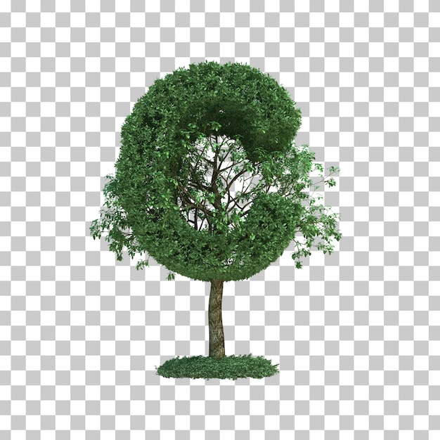 3d rendering of green tree alphabet c