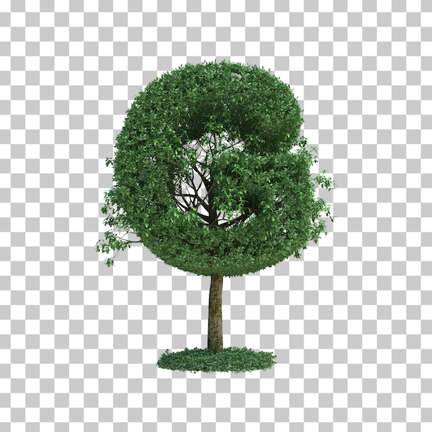 PSD 3d rendering of green tree alphabet g