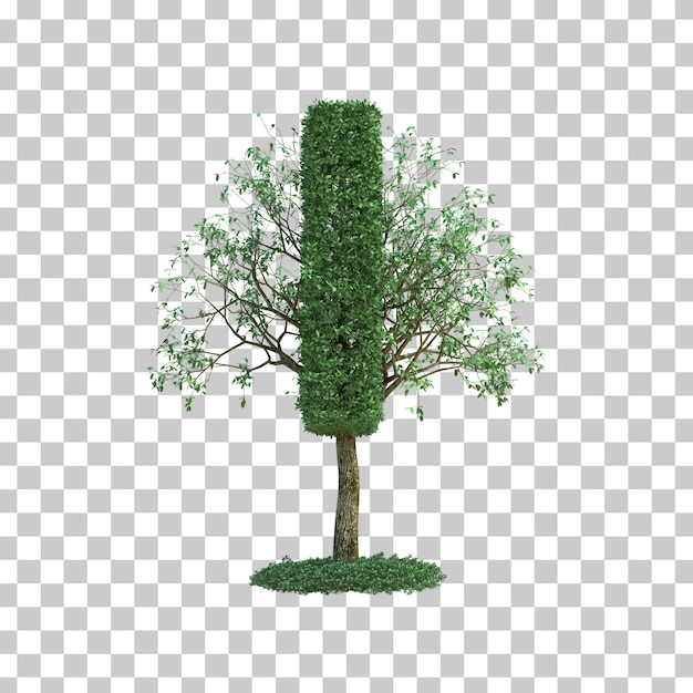 3d rendering of green tree alphabet i