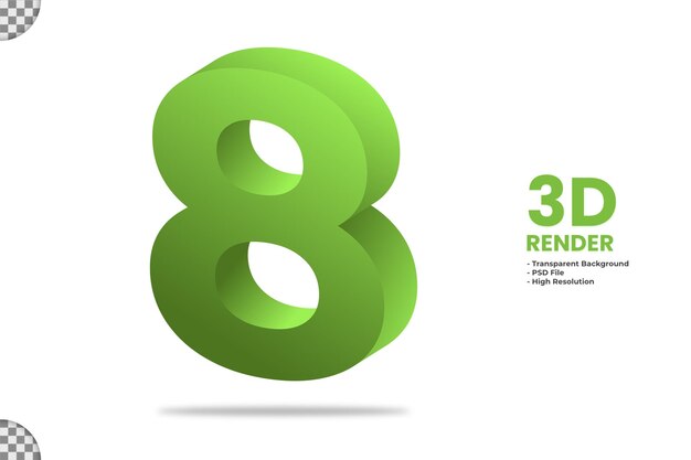 3D-rendering groen nummer 8 geïsoleerd