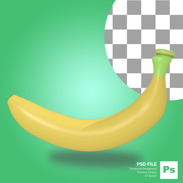 3D-rendering groenten en fruit gepelde banaan