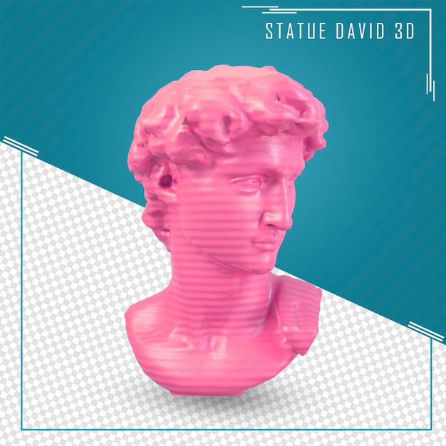 PSD rendering 3d statua in gesso della testa di david