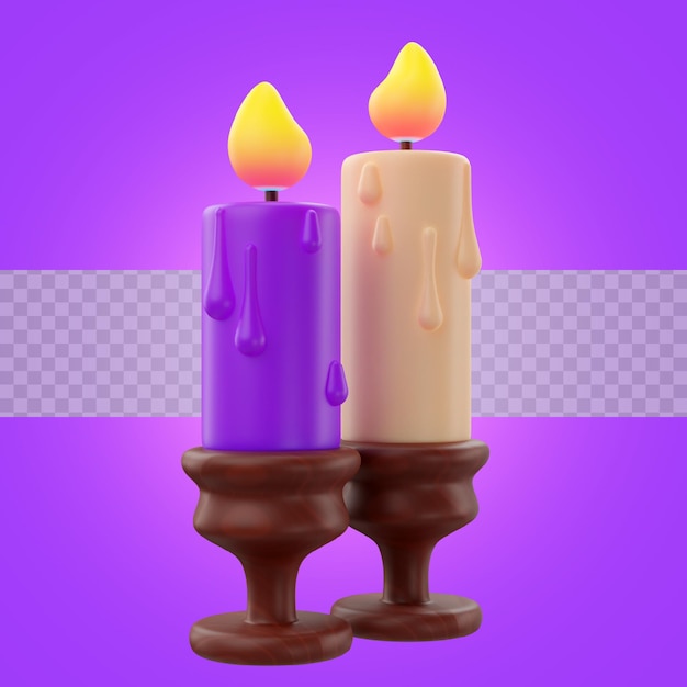 PSD rendering 3d dell'icona delle candele di halloween