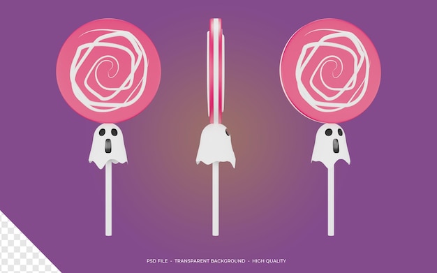 PSD 3d rendering halloween lollipop