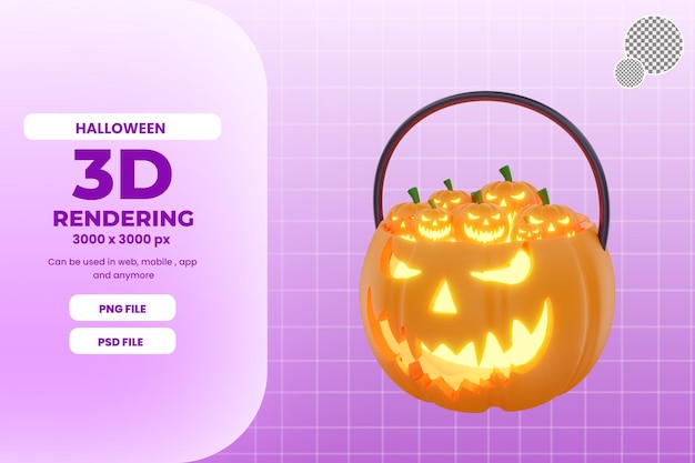 3d rendering halloween pumpkin illustration object premium psd