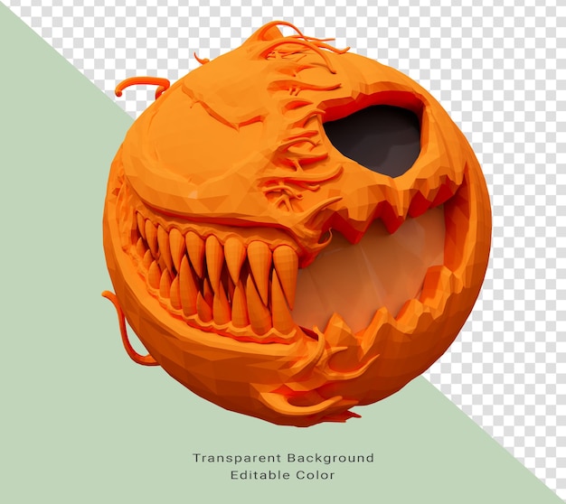 Rendering 3d di zucca di halloween con faccia malvagia halloween sfondo di halloween minimo