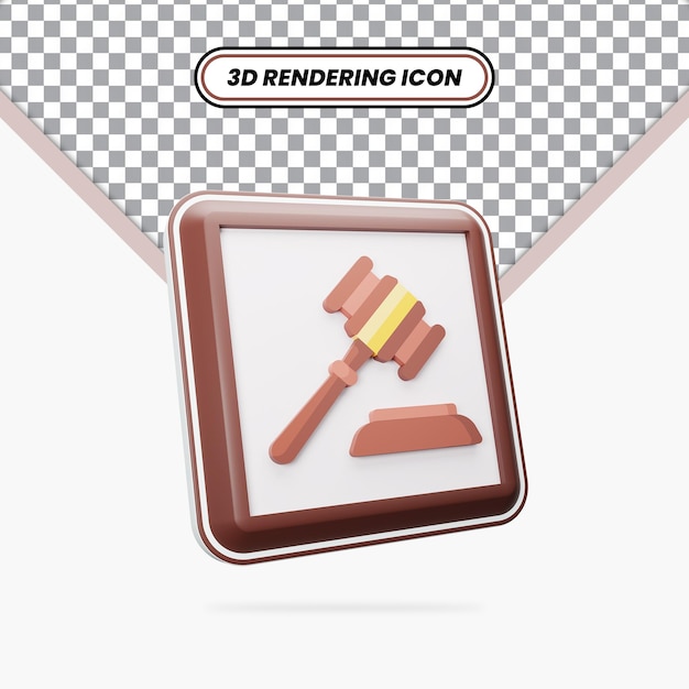 PSD 3d rendering hammer of law icon