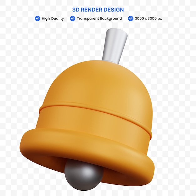 PSD 3d rendering hand bell isolated