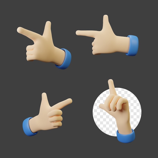 3D rendering Hand gesture pointing