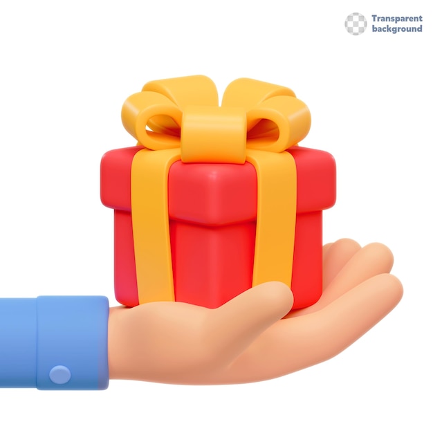 3d rendering hand holding a gift