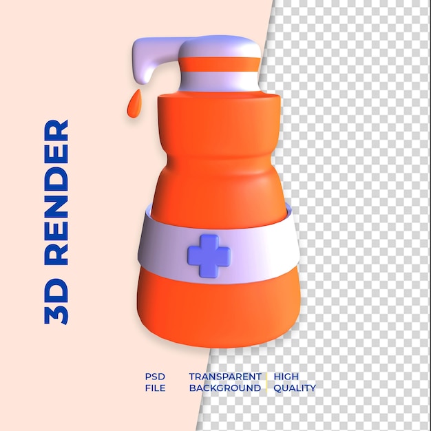 3d rendering icona disinfettante per le mani