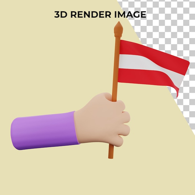 3d rendering hand with austria national day concept