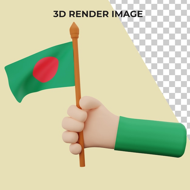 3d rendering hand with bangladesh national day concept