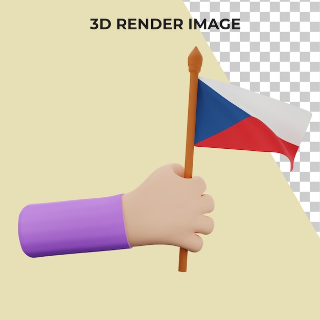 PSD 3d rendering hand with czech republic national day concept