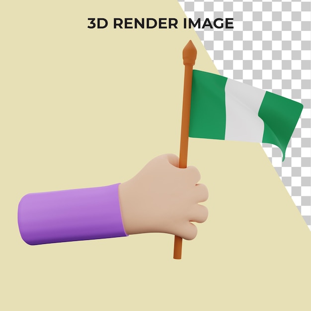 3d rendering hand with nigeria national day concept