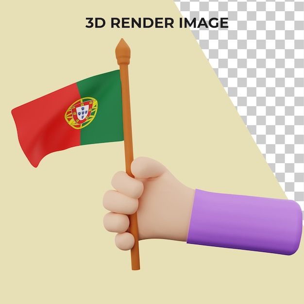 PSD 3d rendering mano con il concetto di festa nazionale del portogallo