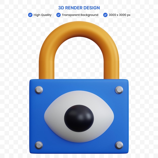 PSD 3d-rendering hangslot met oog geïsoleerd