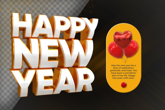 3d rendering Happy new year 2024 gold 3d text effect banner design template