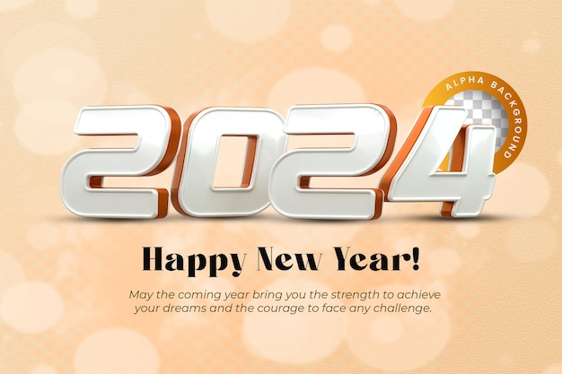 3 d レンダリング新年あけまして 2024 ゴールド 3 d テキスト効果とソーシャル メディア バナー デザイン テンプレート