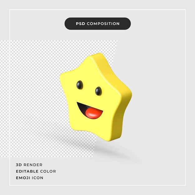 3d-rendering happy star emoji geïsoleerd pictogram