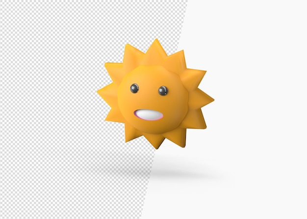 PSD rendering 3d modello di cartone del sole felice