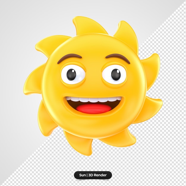 PSD 3d rendering of happy sun emoji