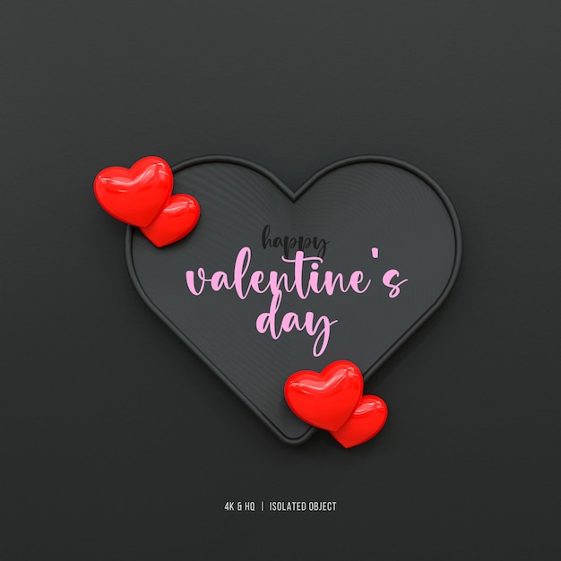 PSD 3d rendering happy valentines day instagram lub post w mediach społecznościowych z ikoną serca