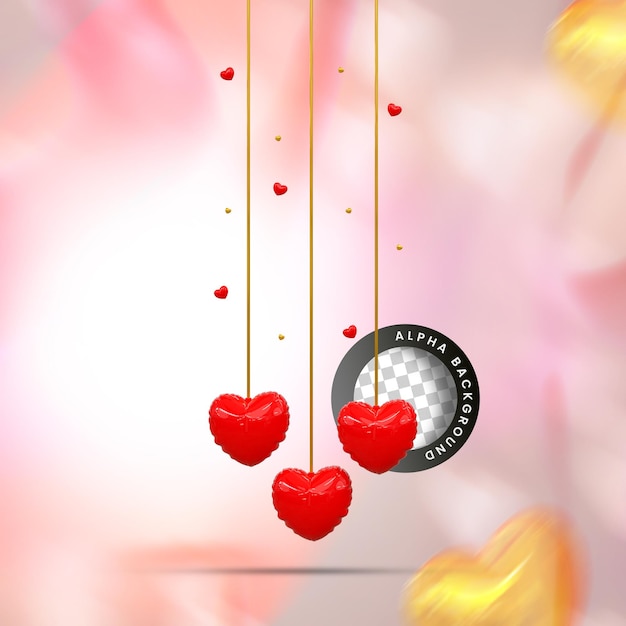 PSD 3d rendering happy valentines day instagram or social media post day story with heart iconxa