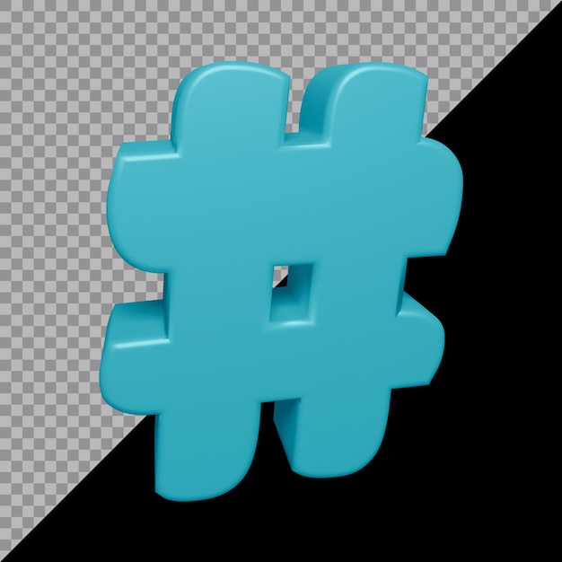 PSD 3d rendering of hashtag symbol