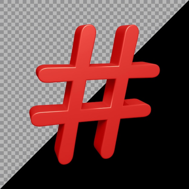 3d rendering of hashtag symbol