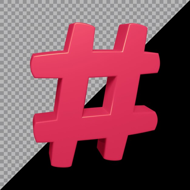 3d rendering of hashtag symbol