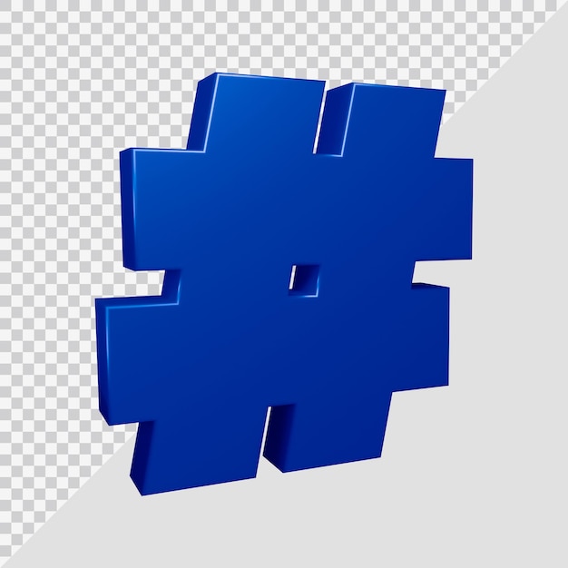 PSD 3d rendering of hashtag symbol