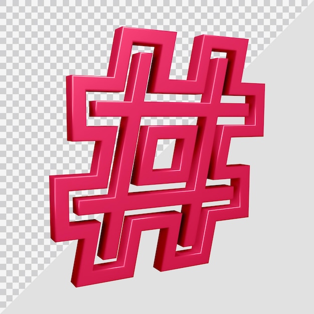PSD 3d rendering of hashtag symbol