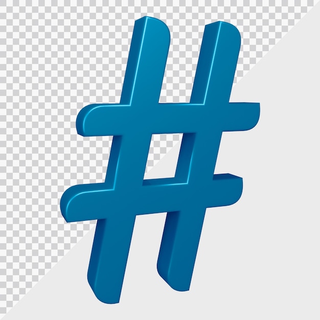 PSD rendering 3d del simbolo hashtag