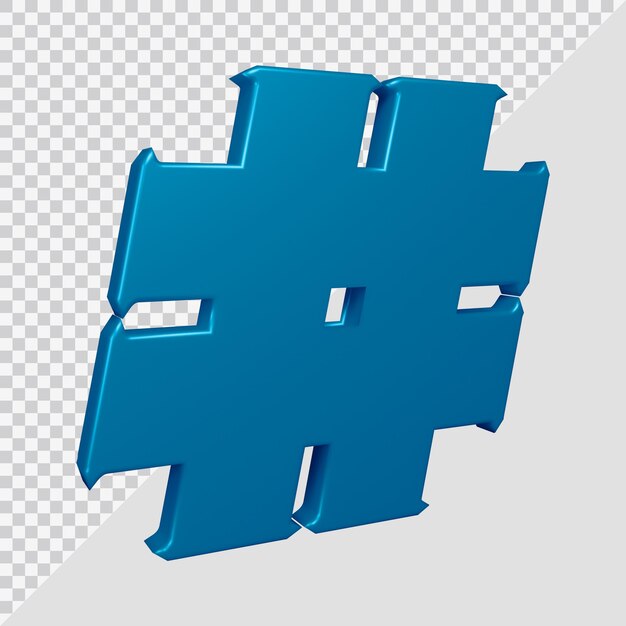 PSD 3d rendering of hashtag symbol