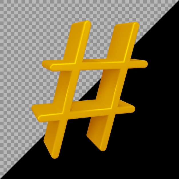 3d rendering of hashtag symbol