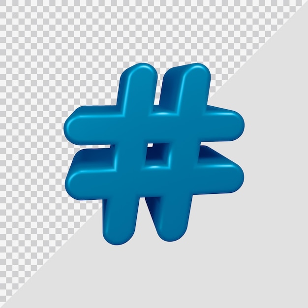 3d rendering of hashtag symbol