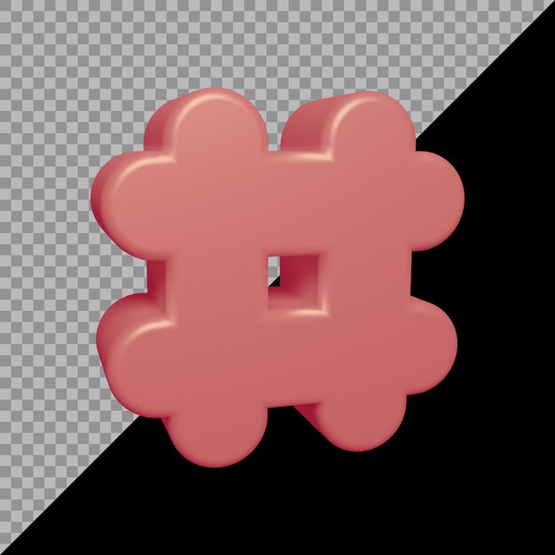 PSD 3d rendering of hashtag symbol