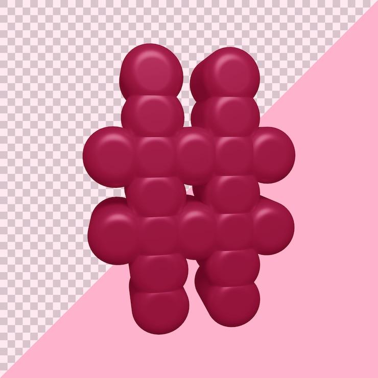 PSD 3d rendering of hashtag symbol