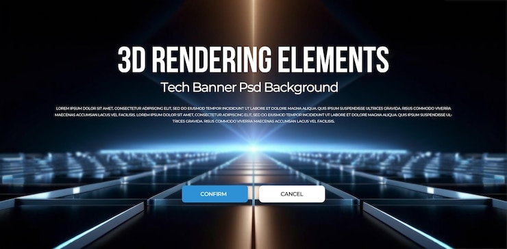 PSD 3d rendering hd technology scifi banner psd layered image material