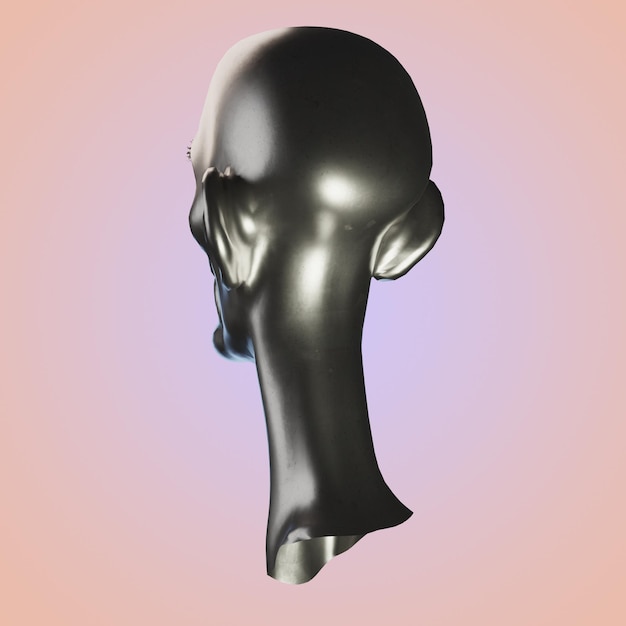 3d rendering of head silver and glass