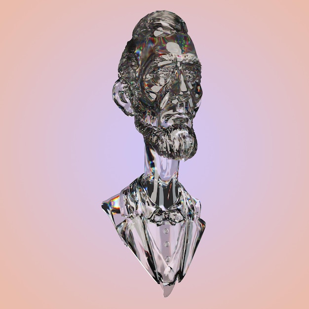 3d rendering of head silver and glass