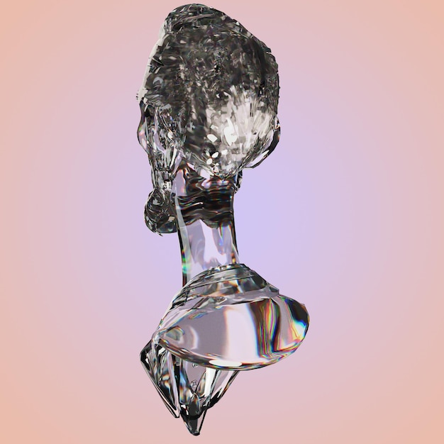 3D-рендеринг головы серебра и стекла