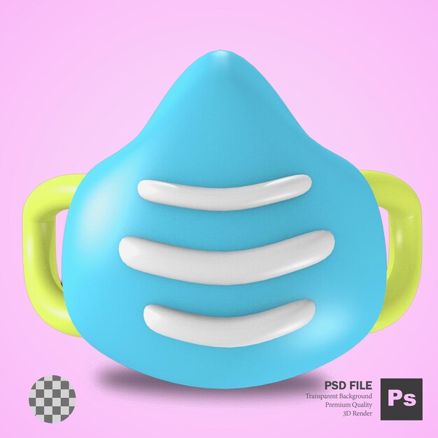 3d rendering of health and pharmacy medical objects cute icon medical mask