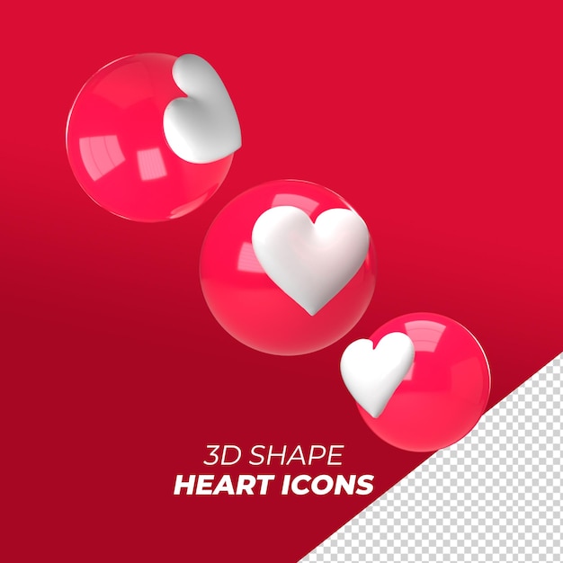 3d-рендеринг сердца как иконки для социальных сетей с изолированным фоном