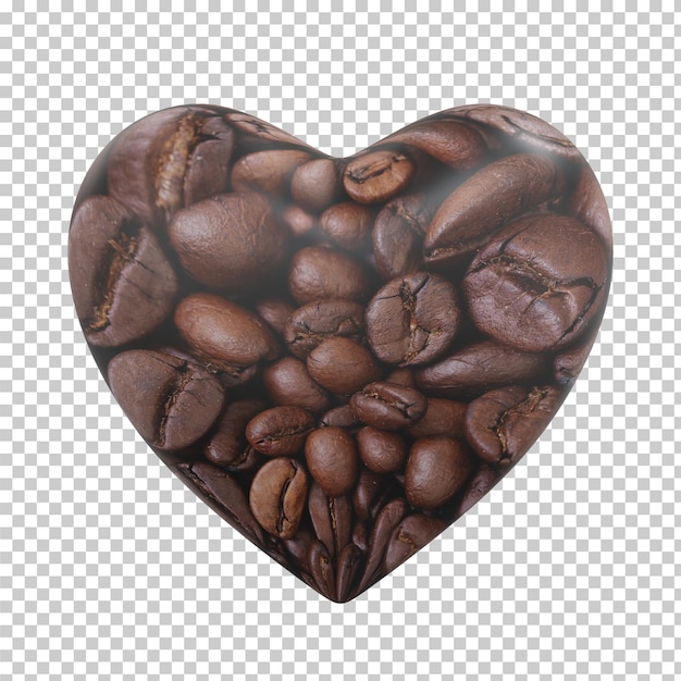 3D rendering heart shaped with coffee beans texture