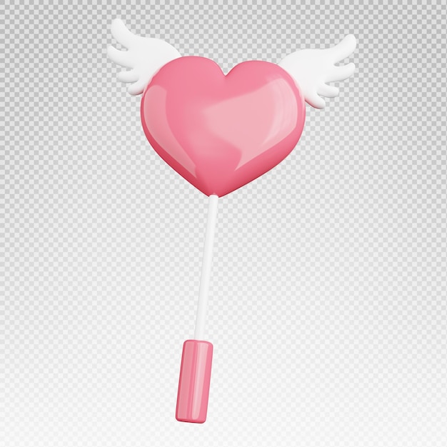 3d rendering of heart wand icon