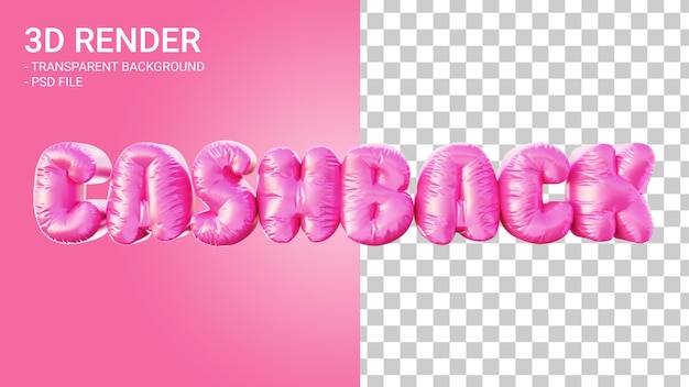 PSD 3d-rendering heliumballonnen in de vorm van brieven cashback