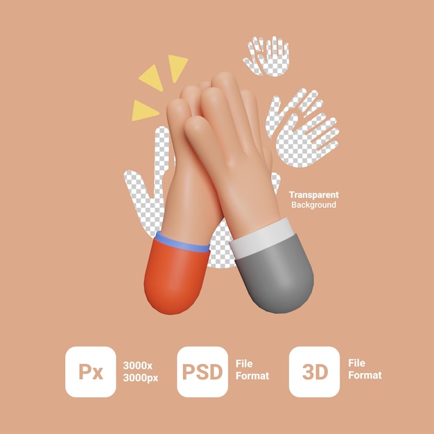 PSD 3d rendering high five icon character with transparent background